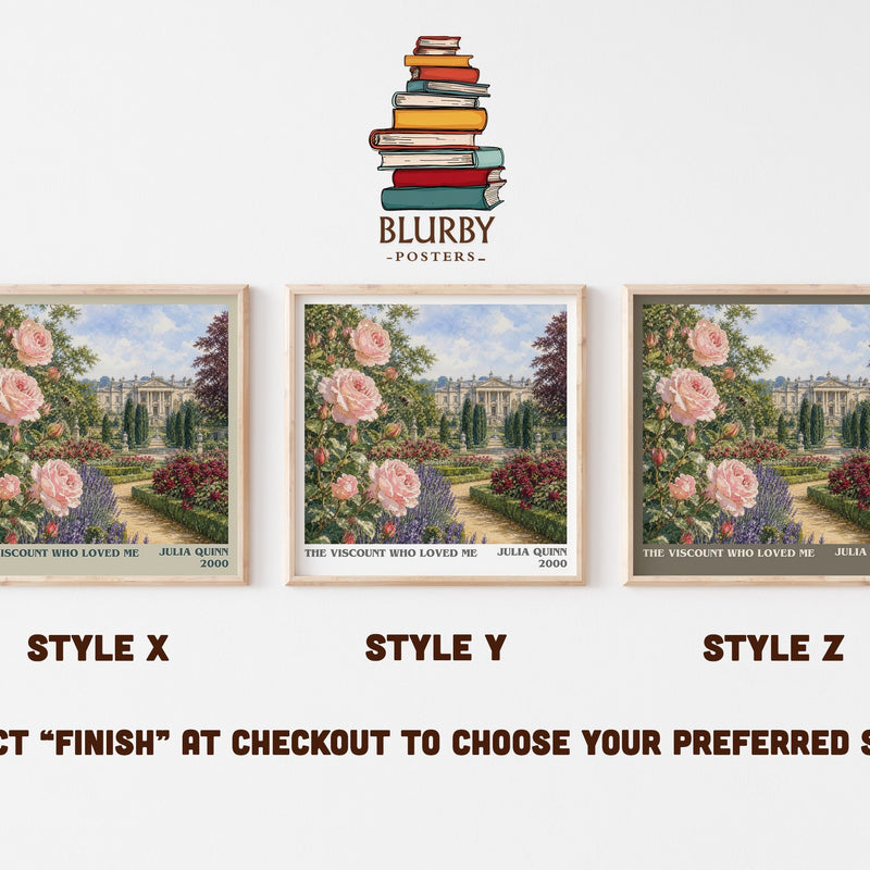 The Viscount Who Loved Me literary print in frame leaning in hallway – romance wall art