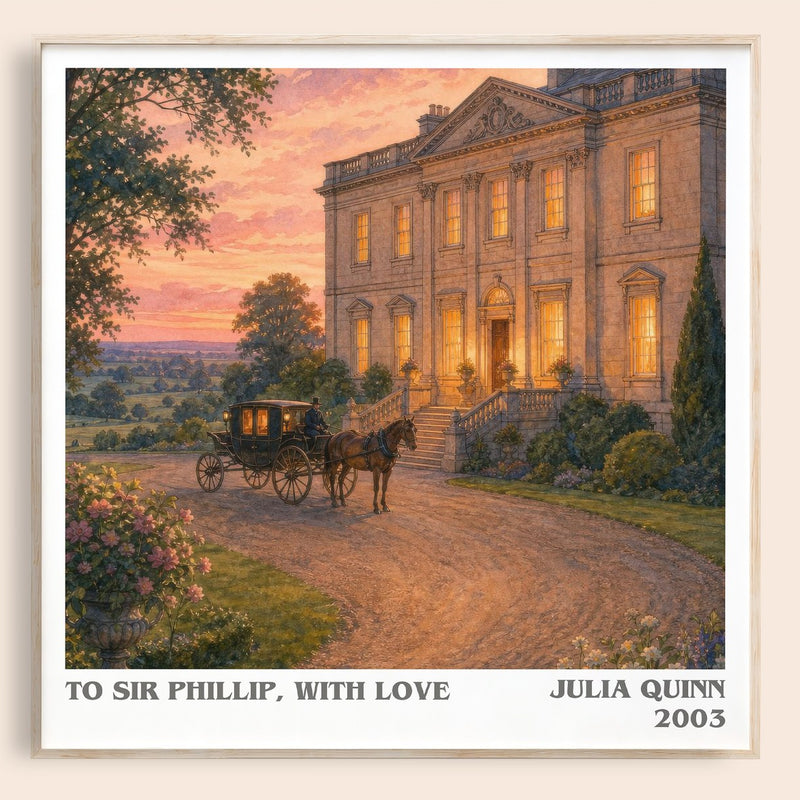 To Sir Phillip, With Love literary book poster by Julia Quinn – framed literary art print