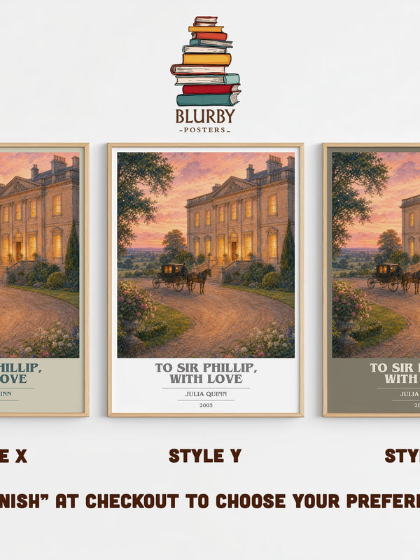 To Sir Phillip, With Love book cover print in frame leaning in hallway – romance wall art