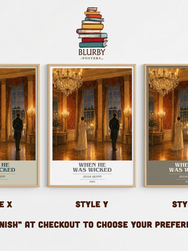 When He Was Wicked book cover print in frame leaning in hallway – romance wall art