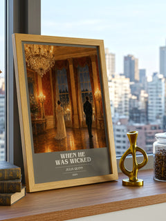 When He Was Wicked book cover print framed by window – literary home decor