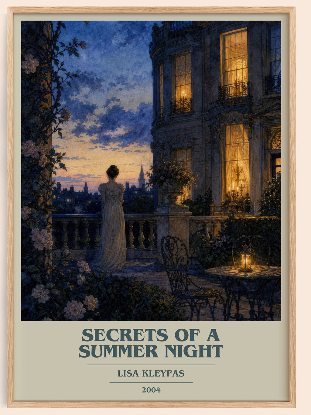 Secrets of a Summer Night book cover book poster by Lisa Kleypas – framed literary art print