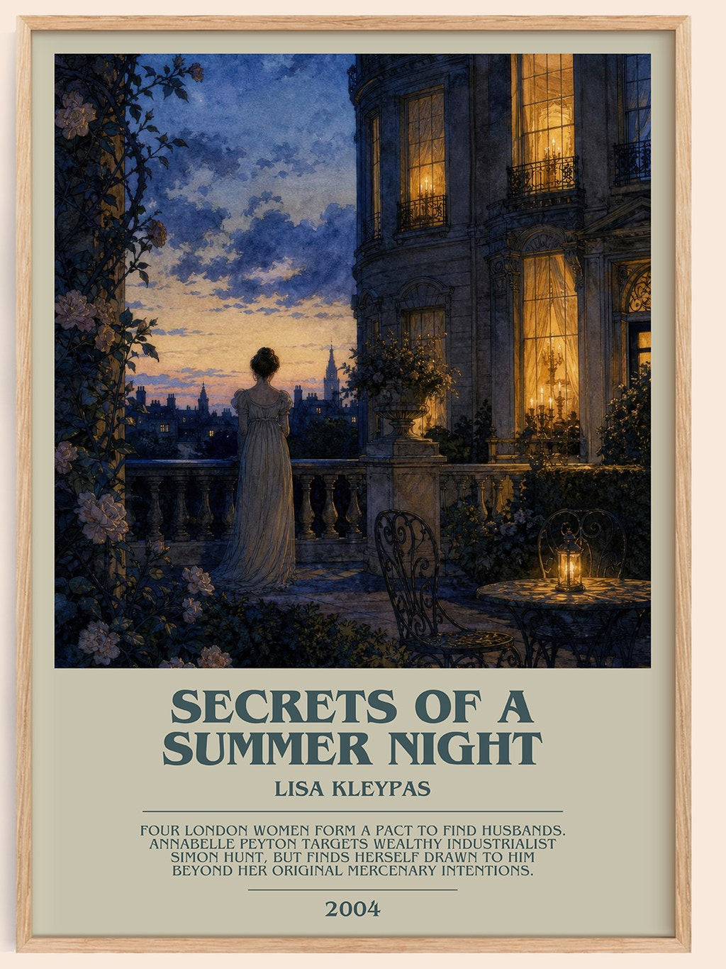 Secrets of a Summer Night bookish book poster by Lisa Kleypas – framed literary art print
