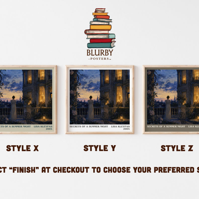 Secrets of a Summer Night literary print in frame leaning in hallway – romance wall art