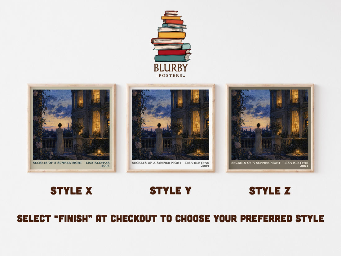 Secrets of a Summer Night literary print in frame leaning in hallway – romance wall art (mockup)