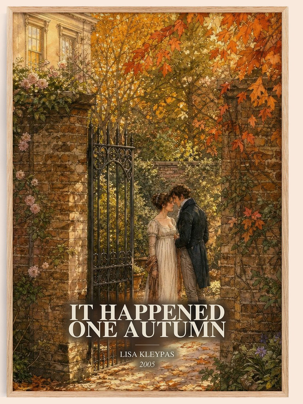 It Happened One Autumn watercolour book poster by Lisa Kleypas – framed literary art print