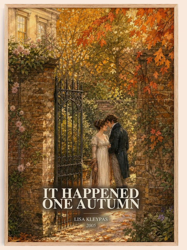 It Happened One Autumn watercolour book poster by Lisa Kleypas – framed literary art print