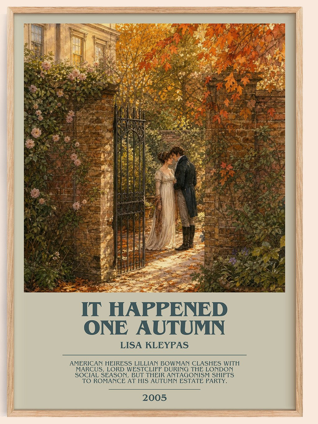 It Happened One Autumn bookish book poster by Lisa Kleypas – framed literary art print