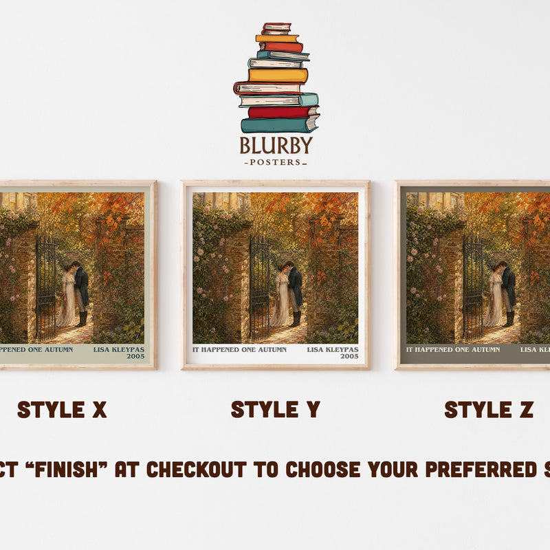 It Happened One Autumn literary print in frame leaning in hallway – romance wall art