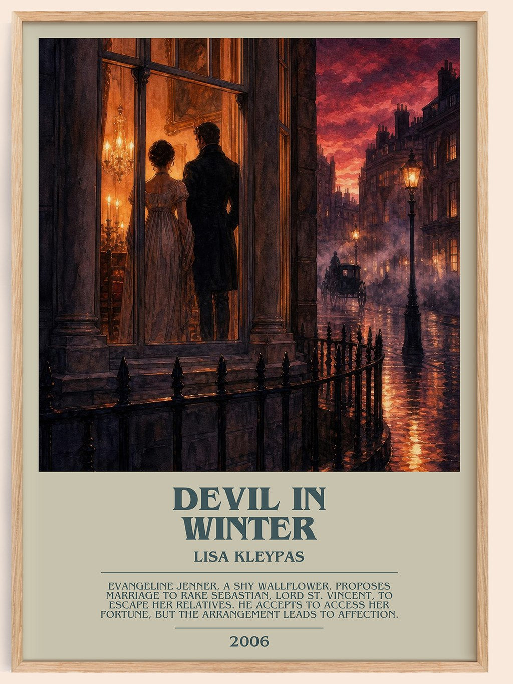 Devil in Winter bookish book poster by Lisa Kleypas – framed literary art print