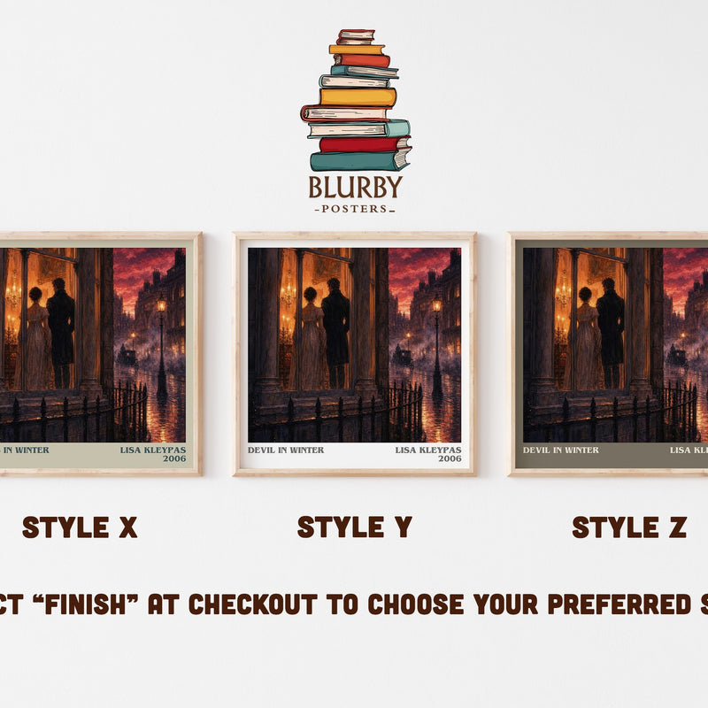 Devil in Winter literary print in frame leaning in hallway – romance wall art