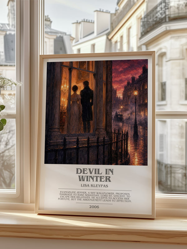 Devil in Winter bookish poster colour and style options – Lisa Kleypas book art