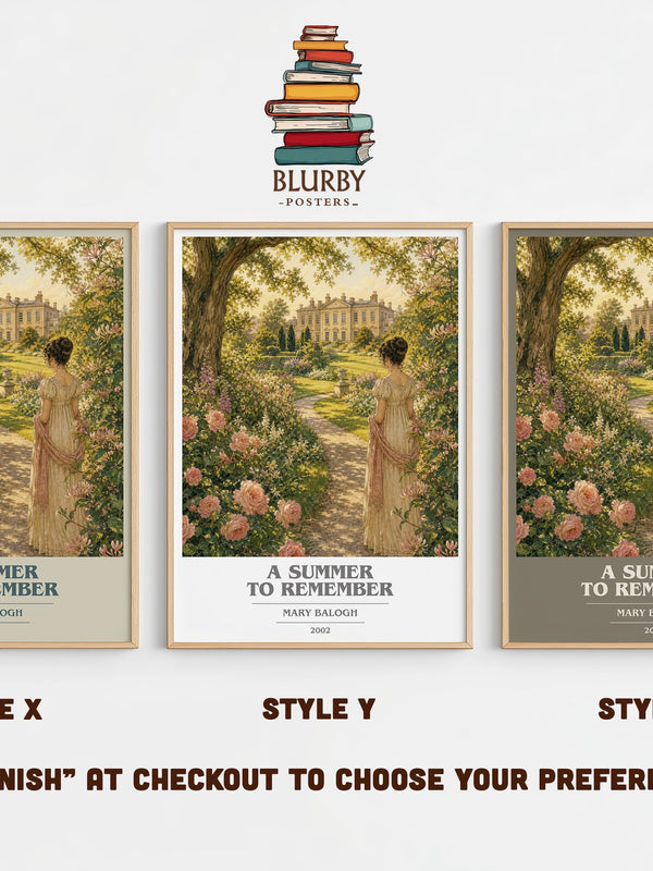 A Summer to Remember book cover print in frame leaning in hallway – romance wall art