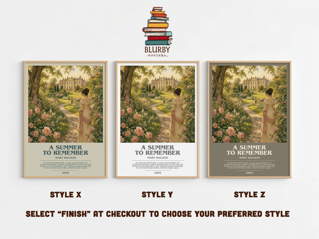 A Summer to Remember bookish print in frame leaning in hallway – romance wall art (mockup)