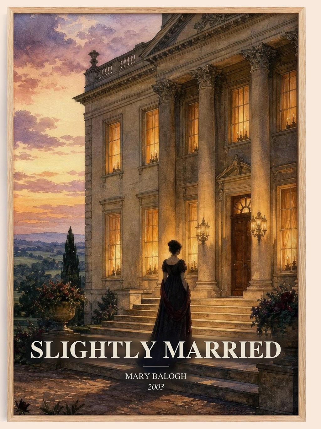 Slightly Married watercolour book poster by Mary Balogh – framed literary art print