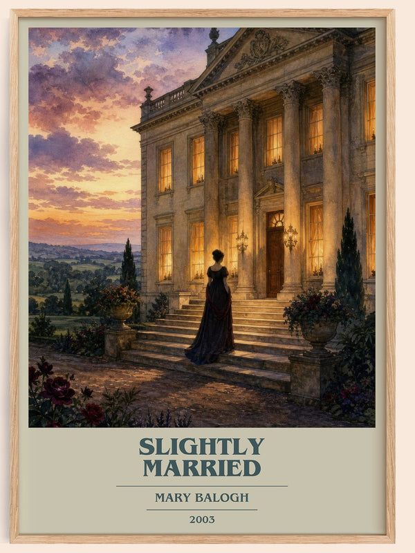 Slightly Married book cover book poster by Mary Balogh – framed literary art print