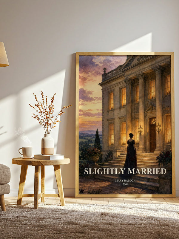 Slightly Married watercolour print in frame leaning in hallway – romance wall art