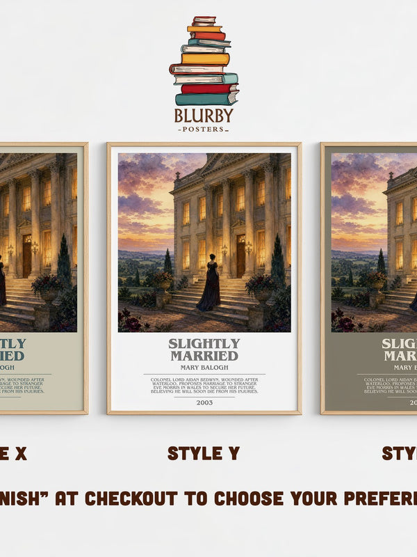 Slightly Married bookish print in frame leaning in hallway – romance wall art
