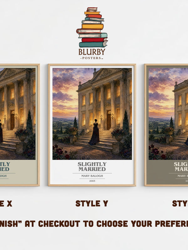 Slightly Married book cover print in frame leaning in hallway – romance wall art