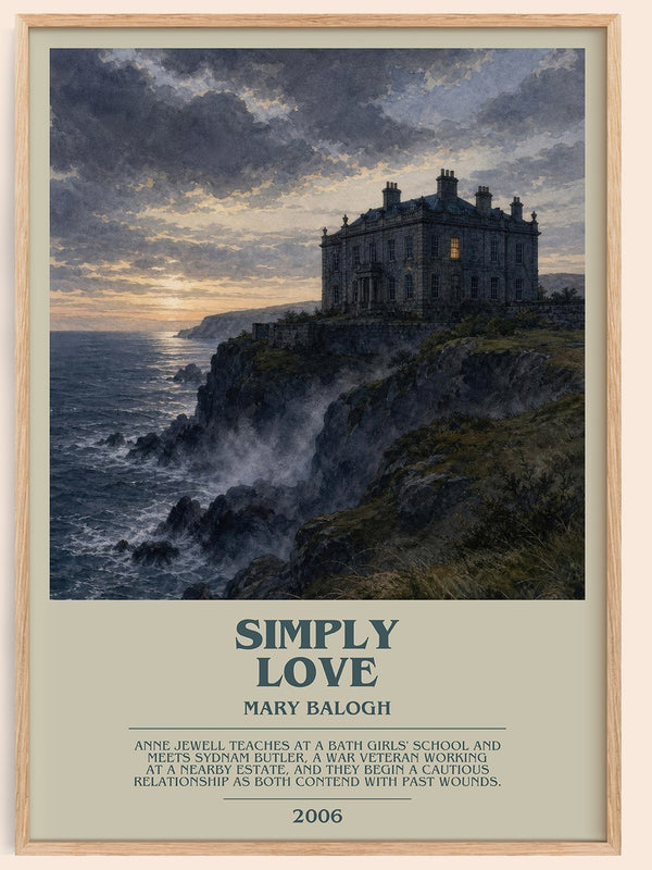 Simply Love bookish book poster by Mary Balogh – framed literary art print