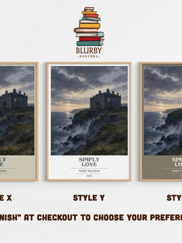 Simply Love book cover print in frame leaning in hallway – romance wall art