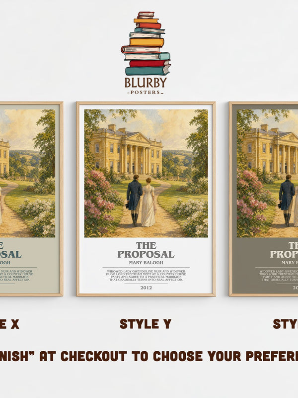 The Proposal bookish print in frame leaning in hallway – romance wall art