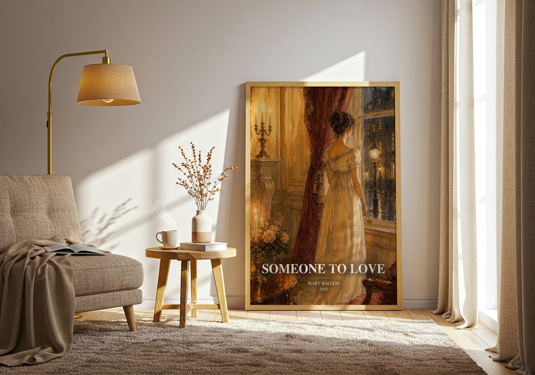 Someone to Love watercolour print in frame leaning in hallway – romance wall art (mockup)