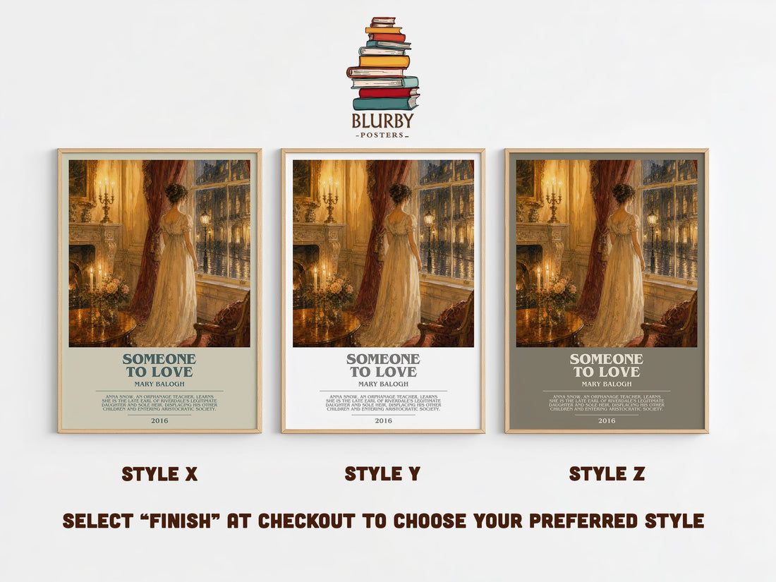 Someone to Love bookish print in frame leaning in hallway – romance wall art (mockup)