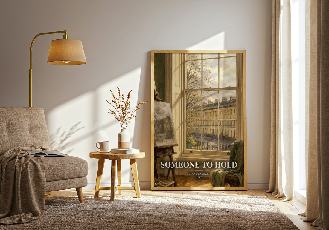 Someone to Hold watercolour print in frame leaning in hallway – romance wall art (mockup)