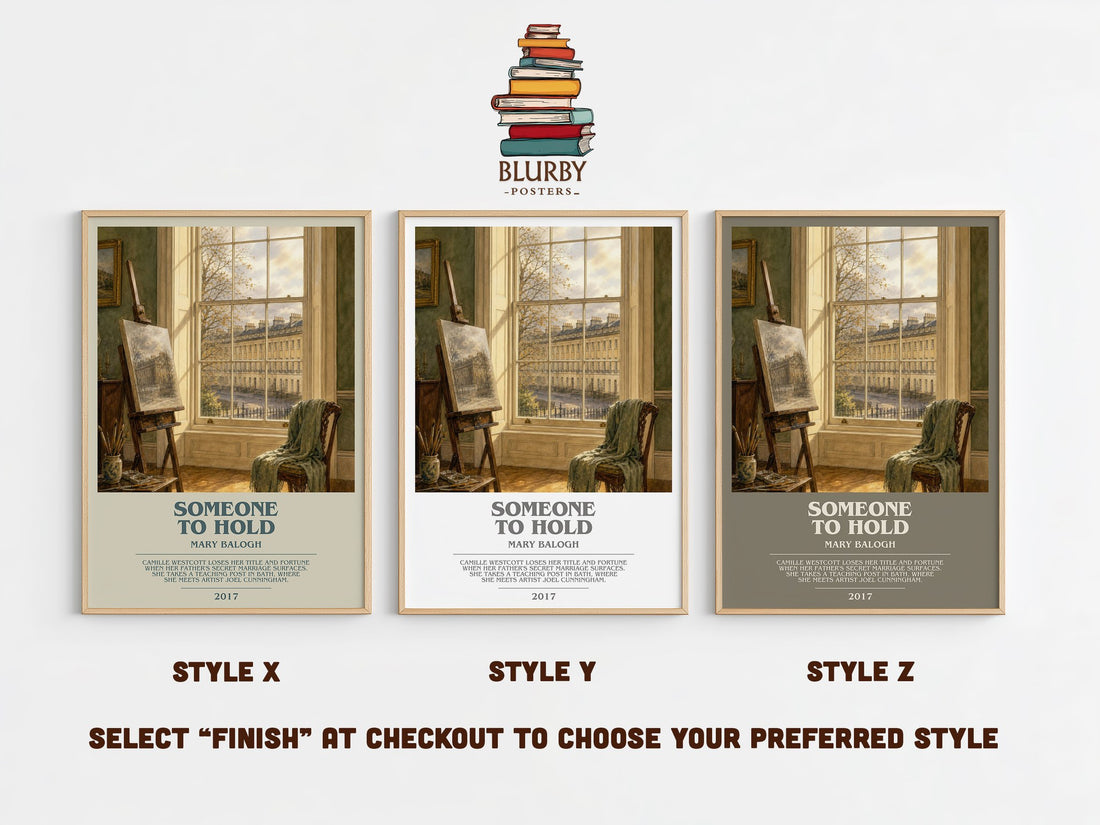 Someone to Hold bookish print in frame leaning in hallway – romance wall art (mockup)