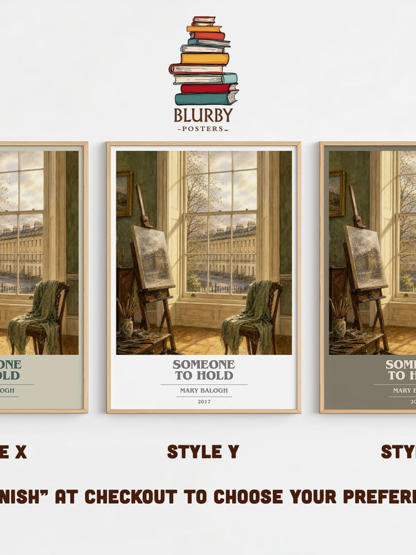 Someone to Hold book cover print in frame leaning in hallway – romance wall art