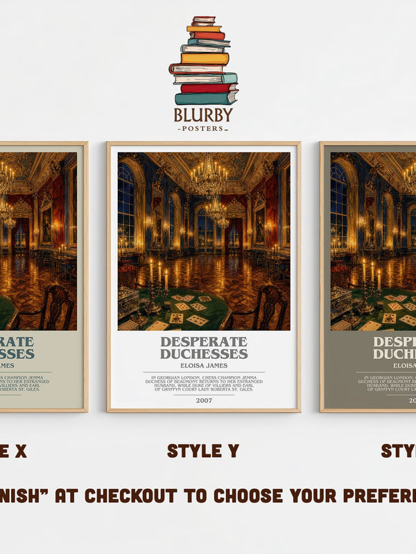 Desperate Duchesses bookish print in frame leaning in hallway – romance wall art