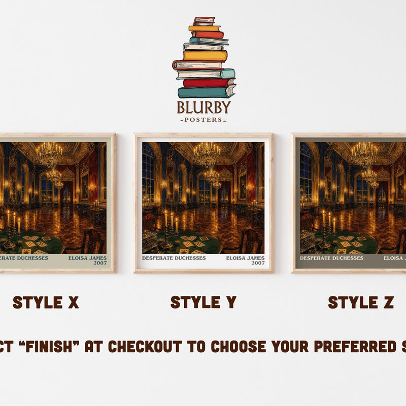 Desperate Duchesses literary print in frame leaning in hallway – romance wall art