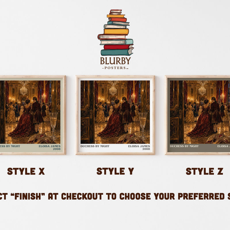 Duchess by Night literary print in frame leaning in hallway – romance wall art