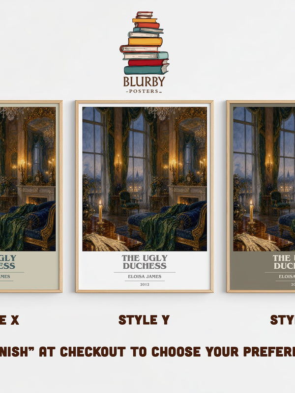 The Ugly Duchess book cover print in frame leaning in hallway – romance wall art