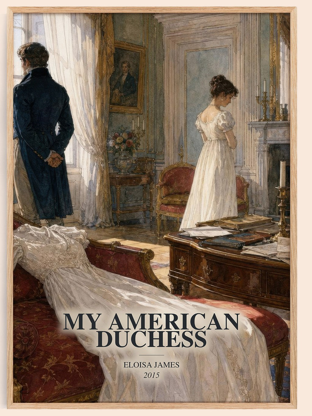 My American Duchess watercolour book poster by Eloisa James – framed literary art print