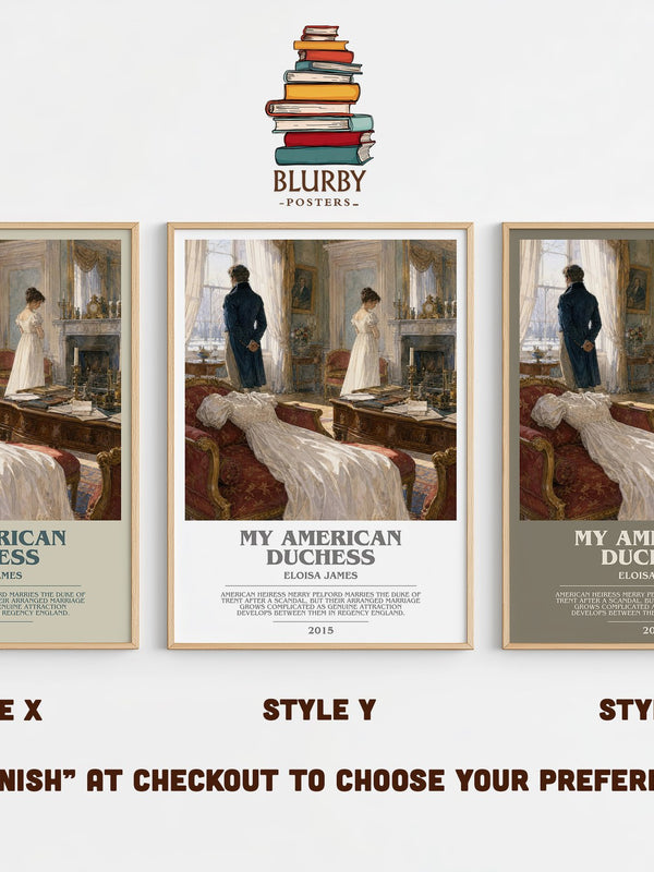 My American Duchess bookish print in frame leaning in hallway – romance wall art