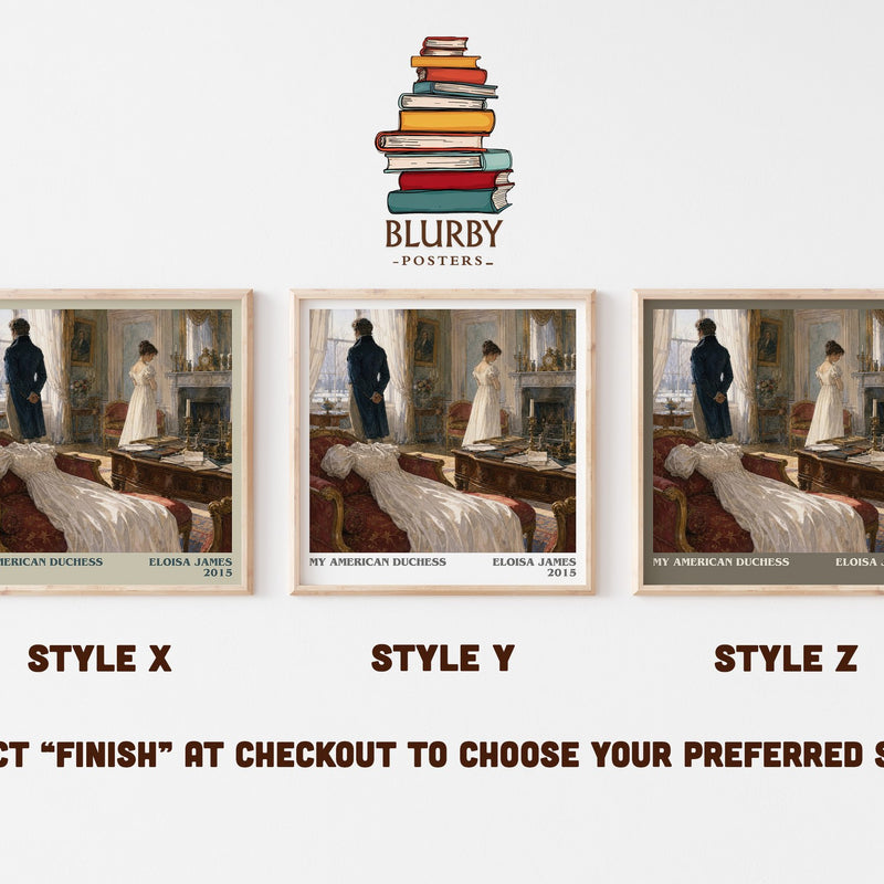 My American Duchess literary print in frame leaning in hallway – romance wall art