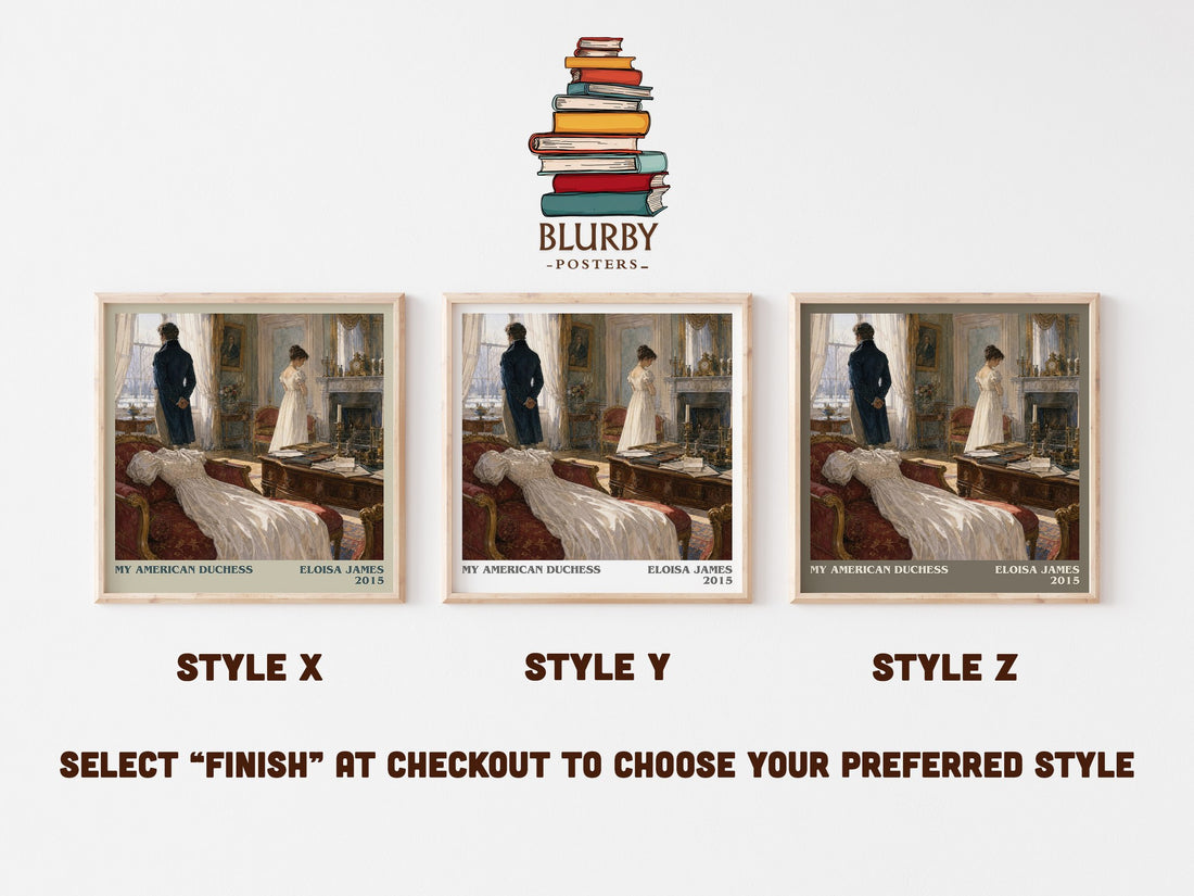 My American Duchess literary print in frame leaning in hallway – romance wall art (mockup)