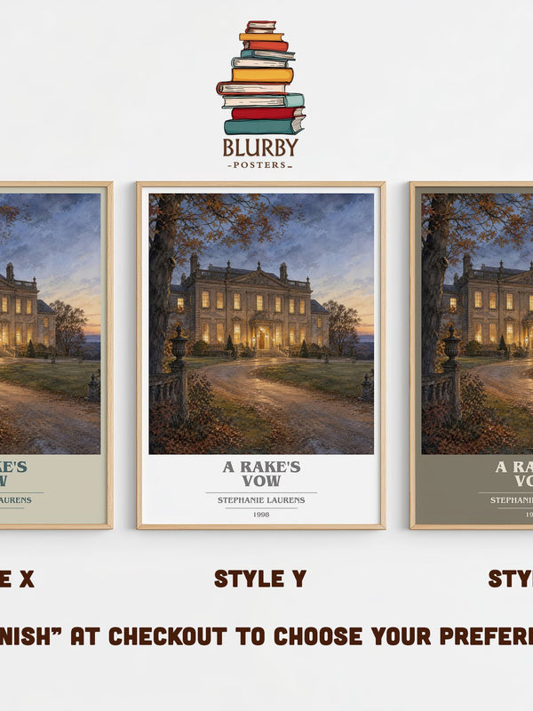 A Rake's Vow book cover print in frame leaning in hallway – romance wall art