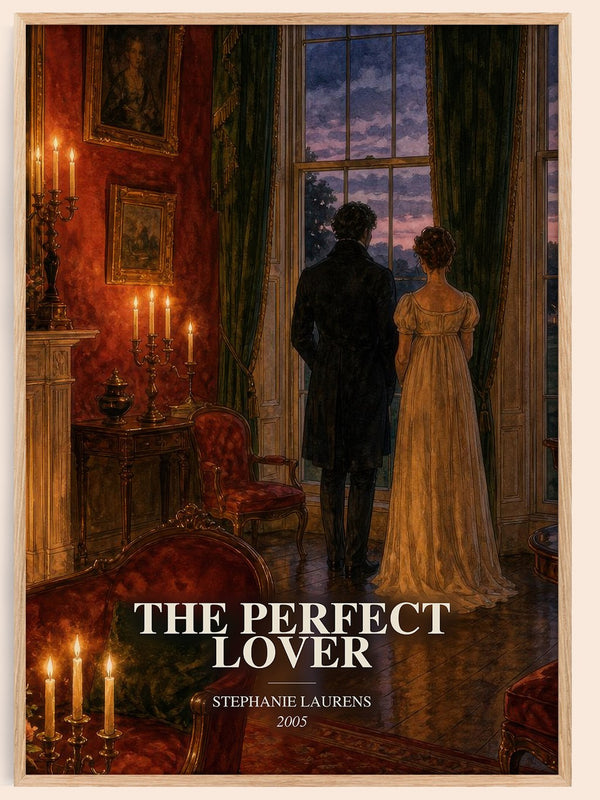 The Perfect Lover watercolour book poster by Stephanie Laurens – framed literary art print