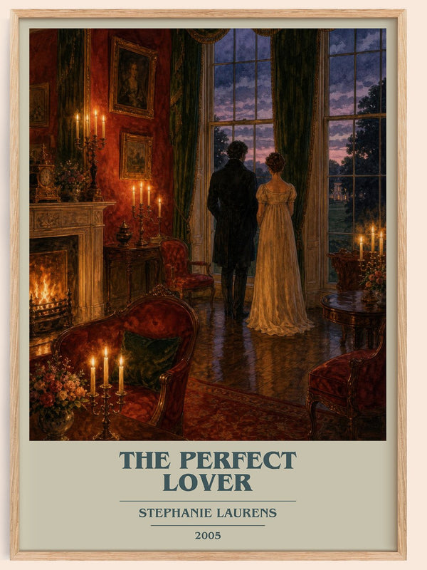 The Perfect Lover book cover book poster by Stephanie Laurens – framed literary art print