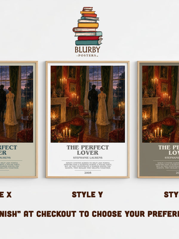 The Perfect Lover bookish print in frame leaning in hallway – romance wall art