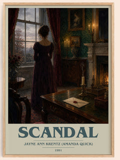 Scandal book cover book poster by Jayne Ann Krentz (Amanda Quick) – framed literary art print