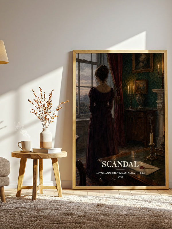 Scandal watercolour print in frame leaning in hallway – romance wall art