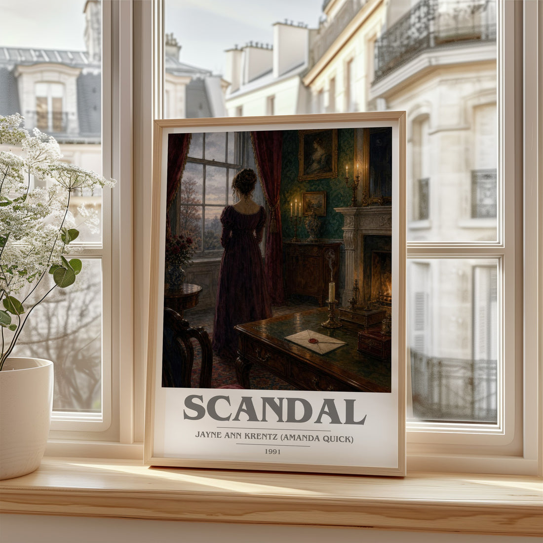 Scandal book cover poster colour and style options – Jayne Ann Krentz (Amanda Quick) book art