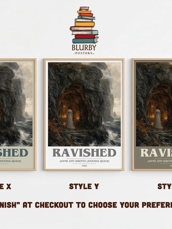Ravished book cover print in frame leaning in hallway – romance wall art