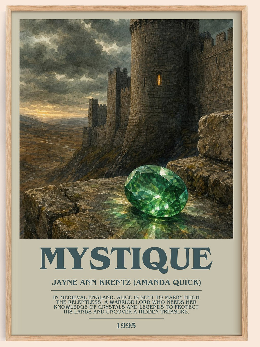 Mystique bookish book poster by Jayne Ann Krentz (Amanda Quick) – framed literary art print