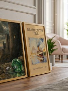 Mystique watercolour print framed by window – literary home decor