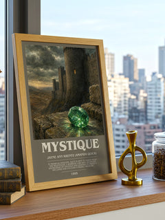 Mystique bookish print framed by window – literary home decor